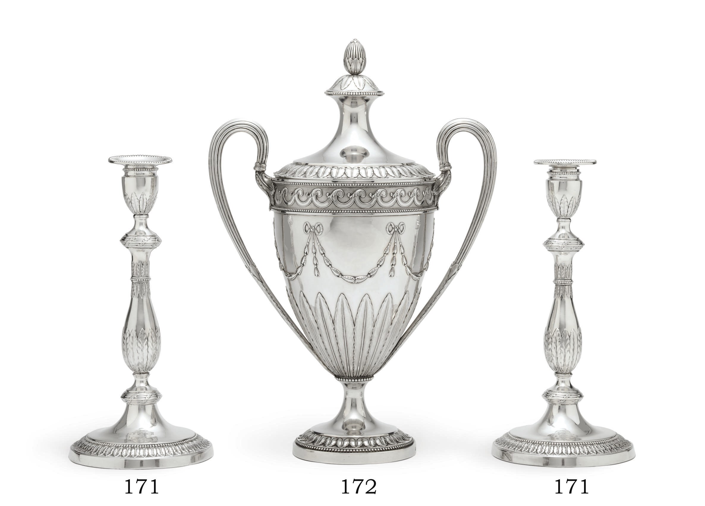 A PAIR OF GEORGE III SILVER CANDLESTICKS