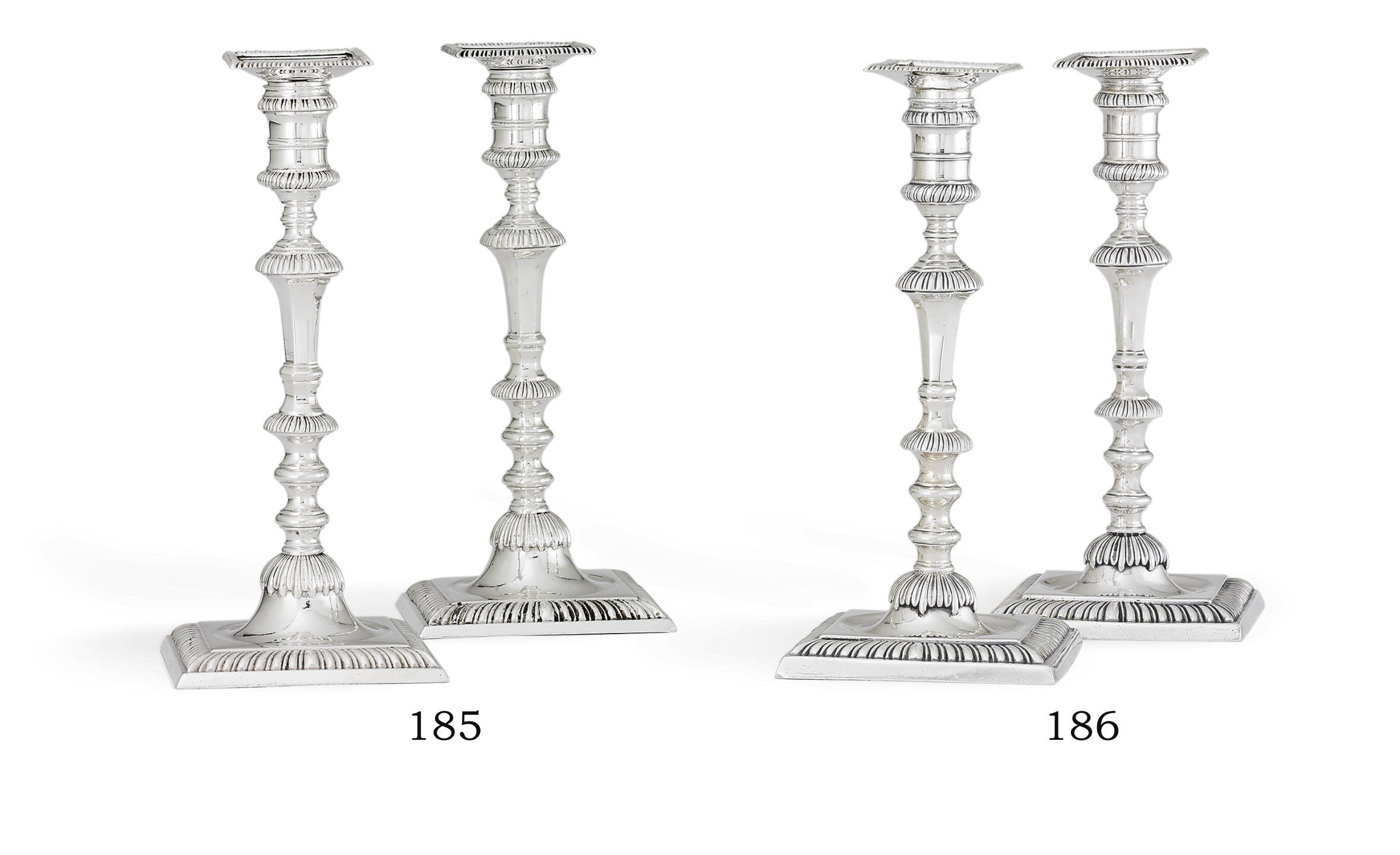 A PAIR OF GEORGE III SILVER CANDLESTICKS