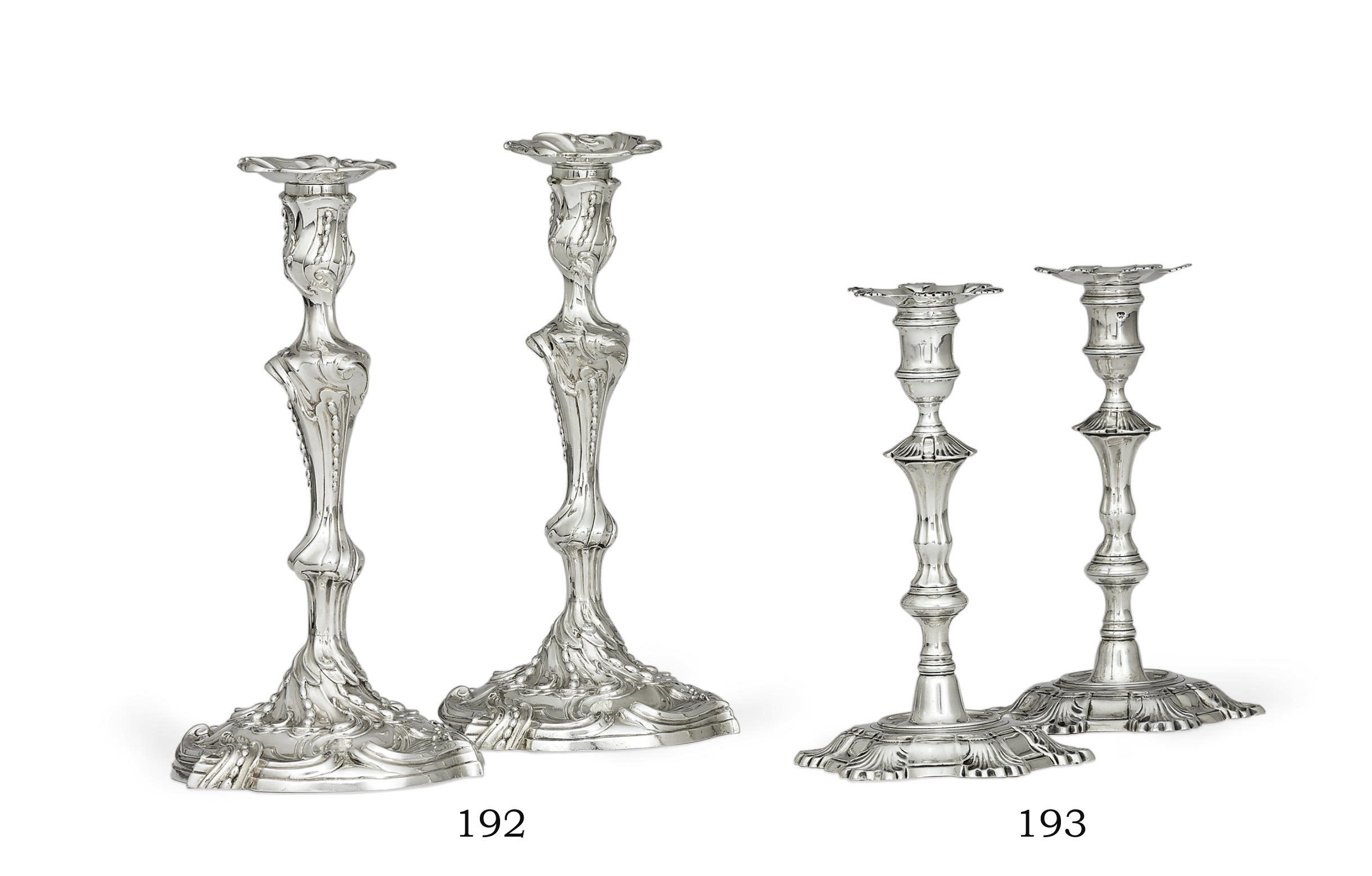 A PAIR OF GEORGE III SILVER CANDLESTICKS