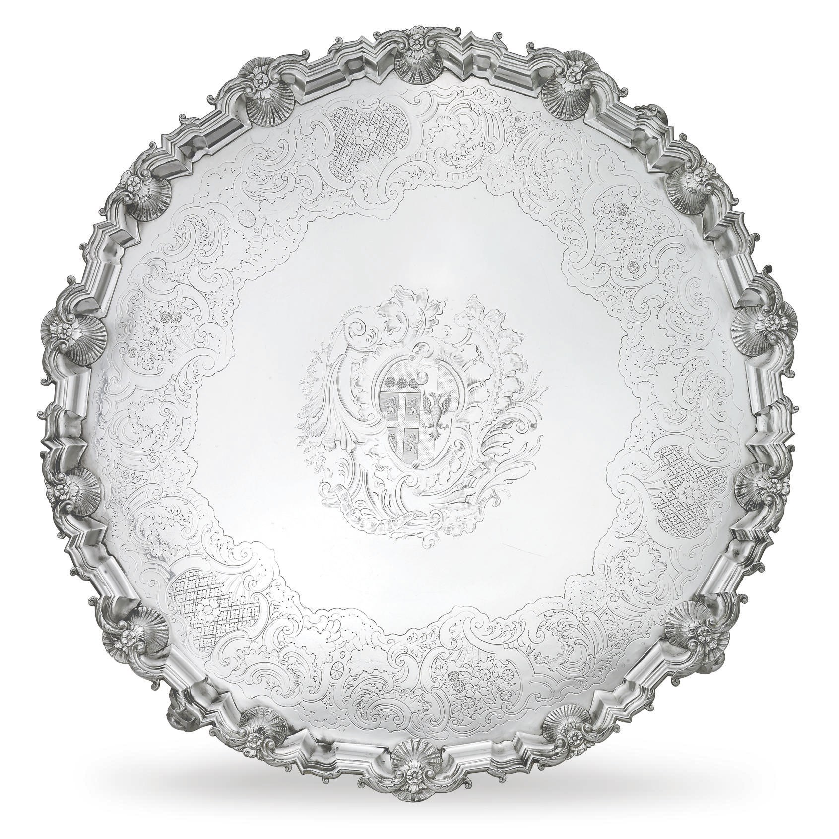 A LARGE GEORGE II SILVER SALVER
