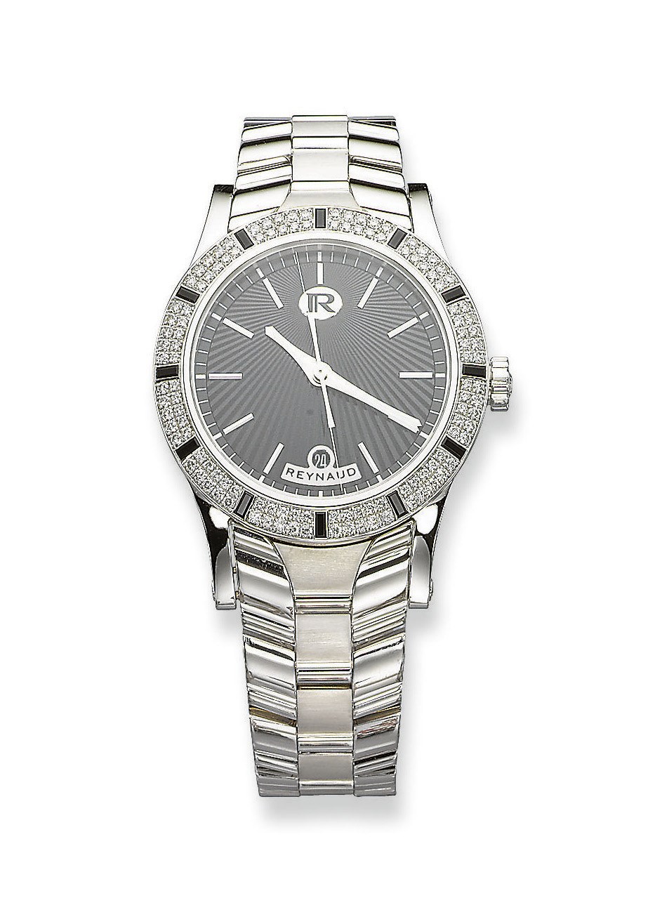 A GENTLEMAN'S WHITE GOLD AND DIAMOND 'SUNROCK' WRISTWATCH, BY REYNAUD