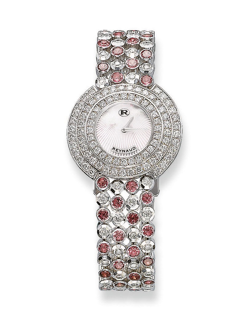 **A LADY'S PINK TOURMALINE AND DIAMOND 'GEMTWIST II' WRISTWATCH, BY REYNAUD