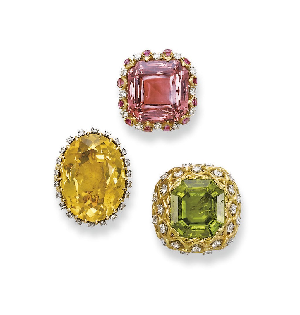 A CITRINE AND DIAMOND RING, BY STERLÉ AND TWO GEM-SET AND DIAMOND RINGS
