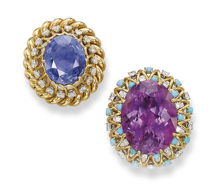 TWO MULTI-GEM AND DIAMOND RINGS