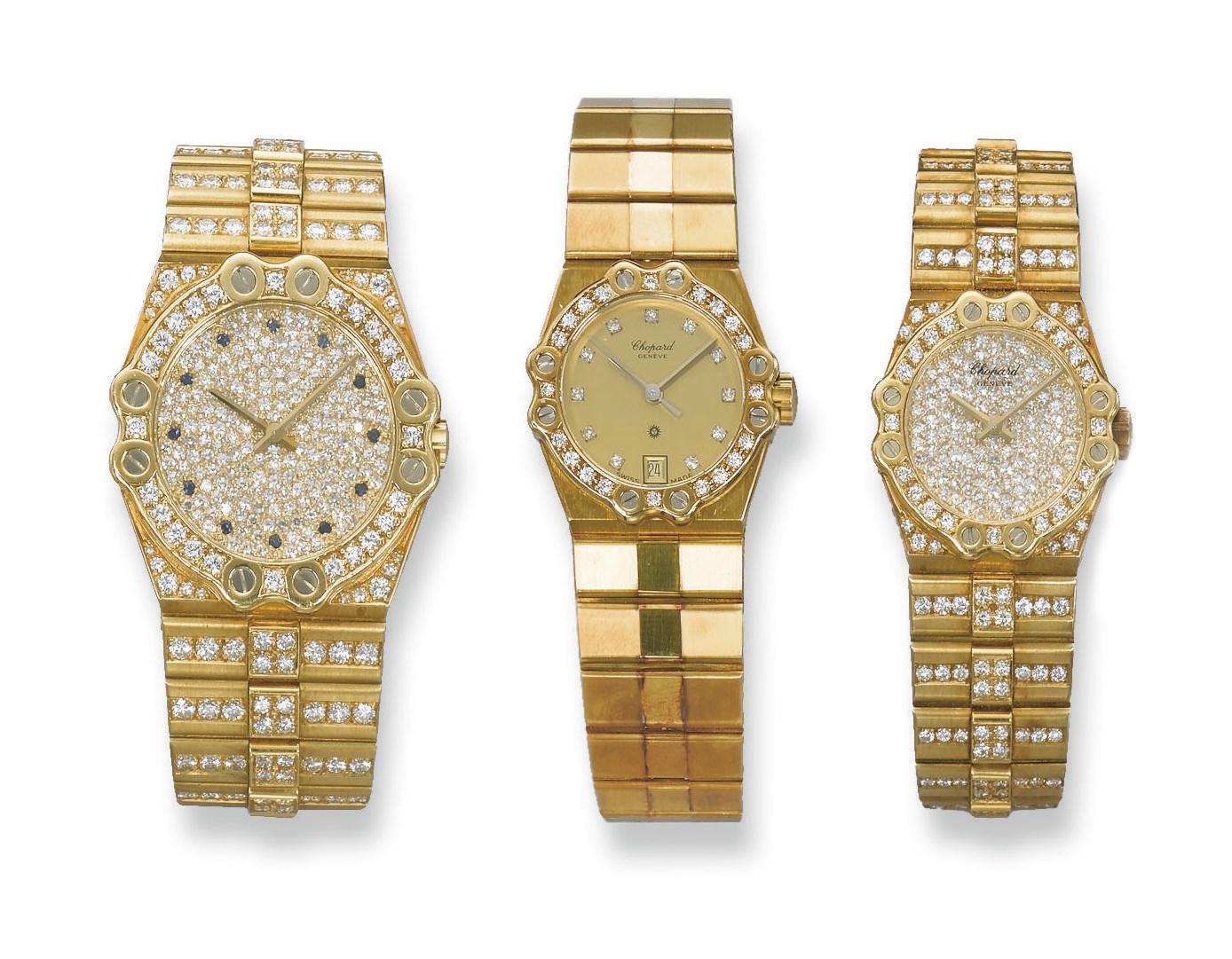 THREE LADY'S DIAMOND 'ST. MORITZ' WRISTWATCHES, BY CHOPARD