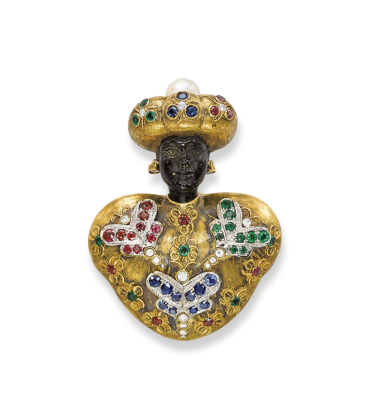 A GOLD AND GEM-SET 'BLACKAMOOR' BROOCH, BY NARDI