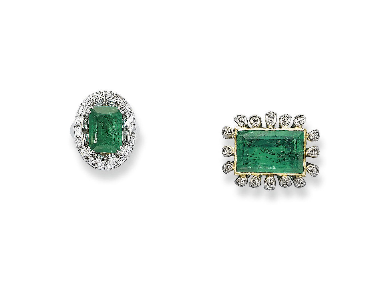 A GROUP OF EMERALD AND DIAMOND JEWELLERY