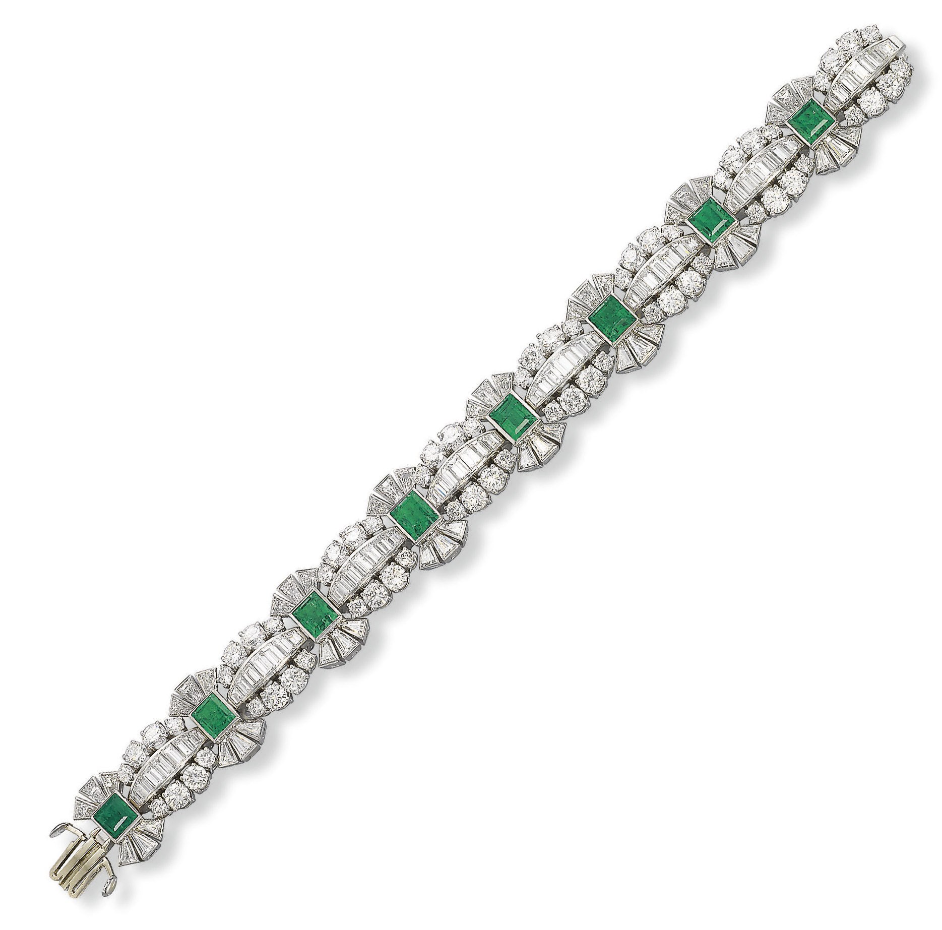 AN EMERALD AND DIAMOND BRACELET, BY MEISTER