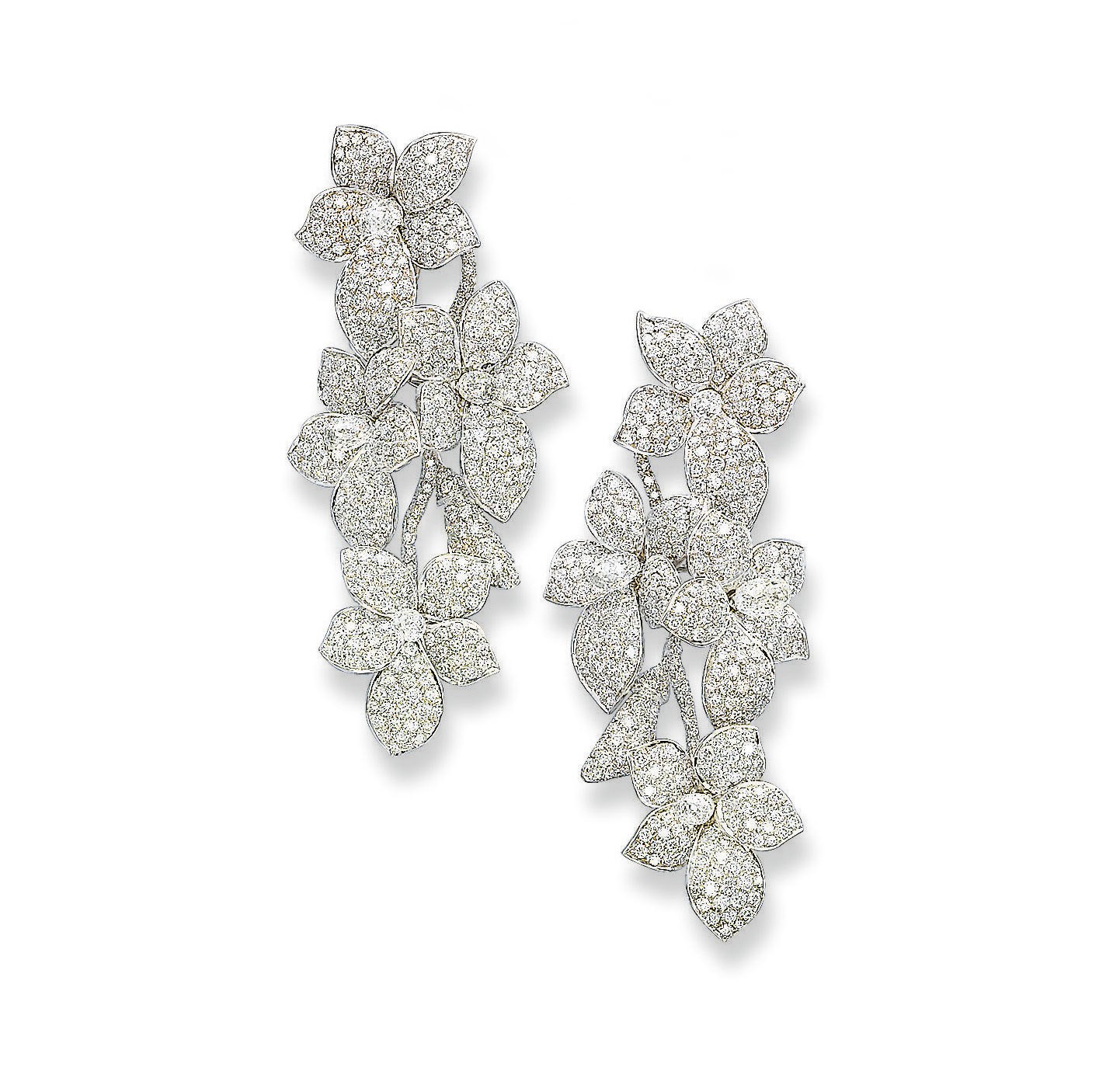 A PAIR OF DIAMOND 'FLOWER' EAR PENDANTS, BY MICHELE DELLA VALLE
