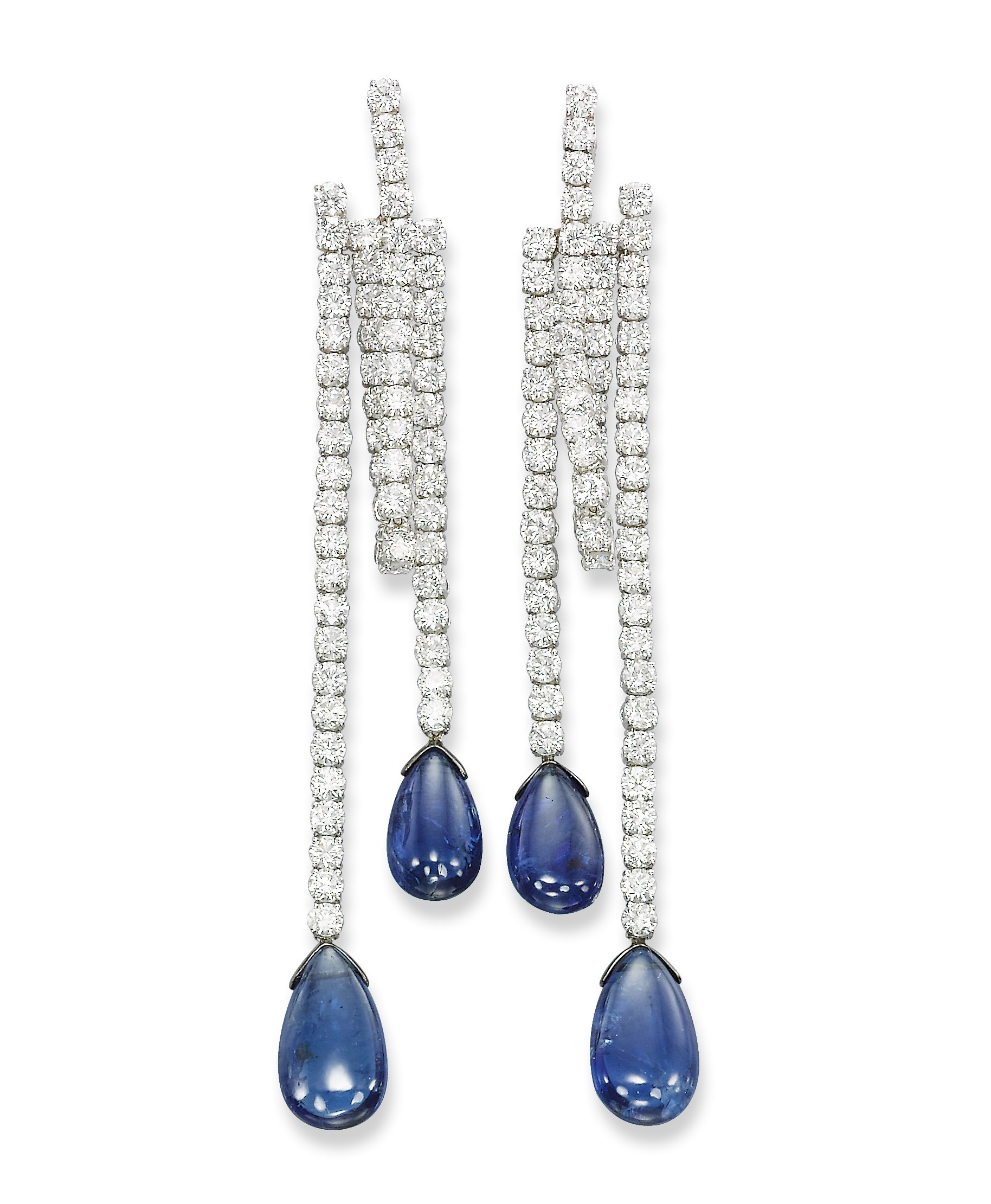 A PAIR OF SAPPHIRE AND DIAMOND EAR PENDANTS, BY MICHELE DELLA VALLE