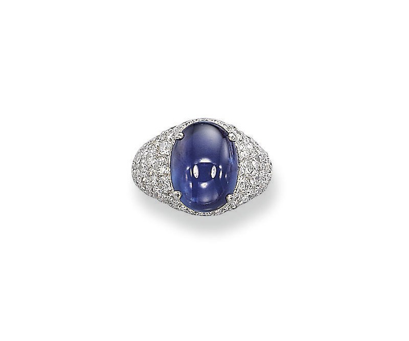 A SAPPHIRE AND DIAMOND RING, BY BULGARI