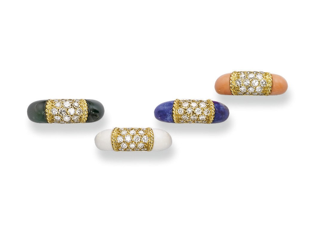 **A SET OF FOUR MULTI-GEM AND DIAMOND 'PHILIPPINES' RINGS, BY VAN CLEEF & ARPELS