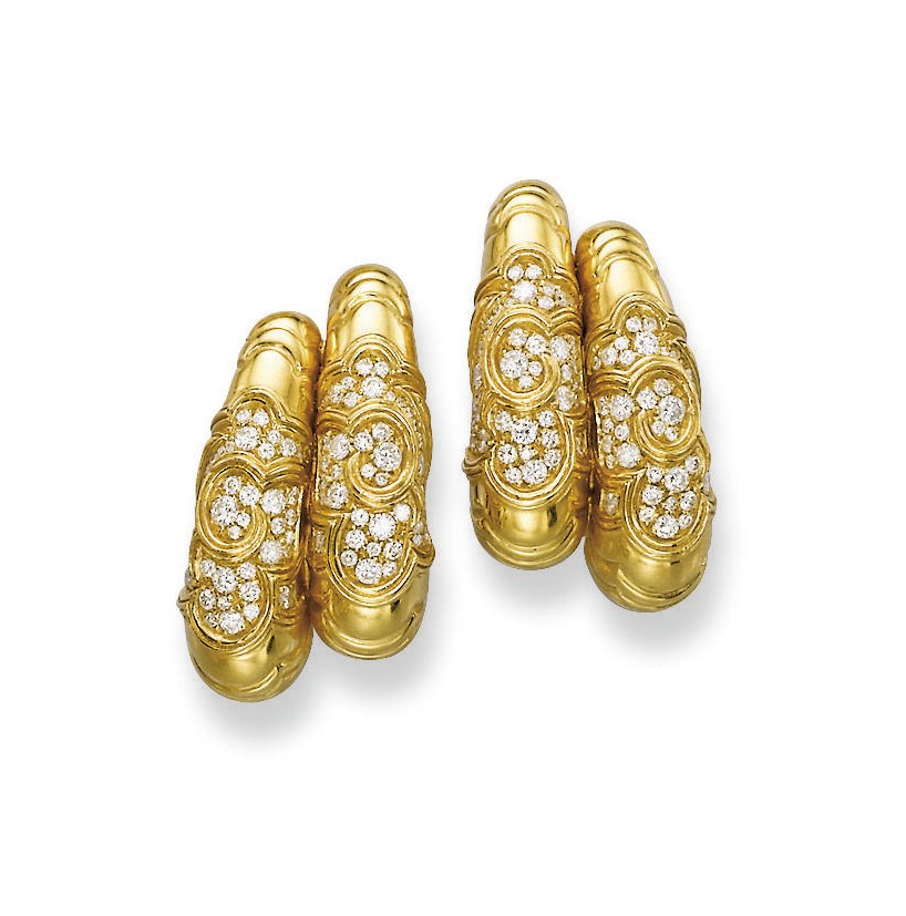 A PAIR OF DIAMOND 'ONDA BETA' EAR CLIPS, BY MARINA B.