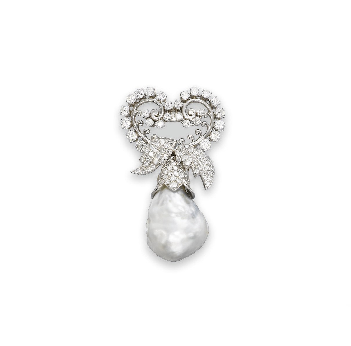 A PEARL AND DIAMOND BROOCH