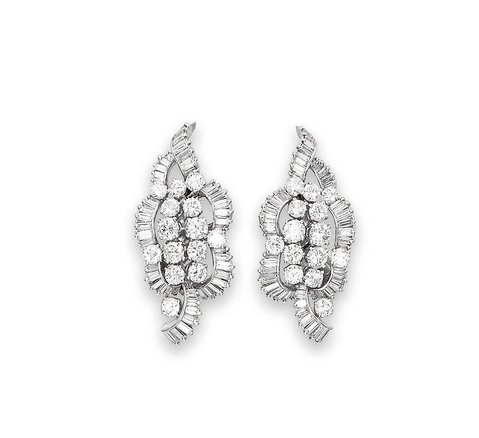 A PAIR OF DIAMOND EAR CLIPS, BY BOUCHERON