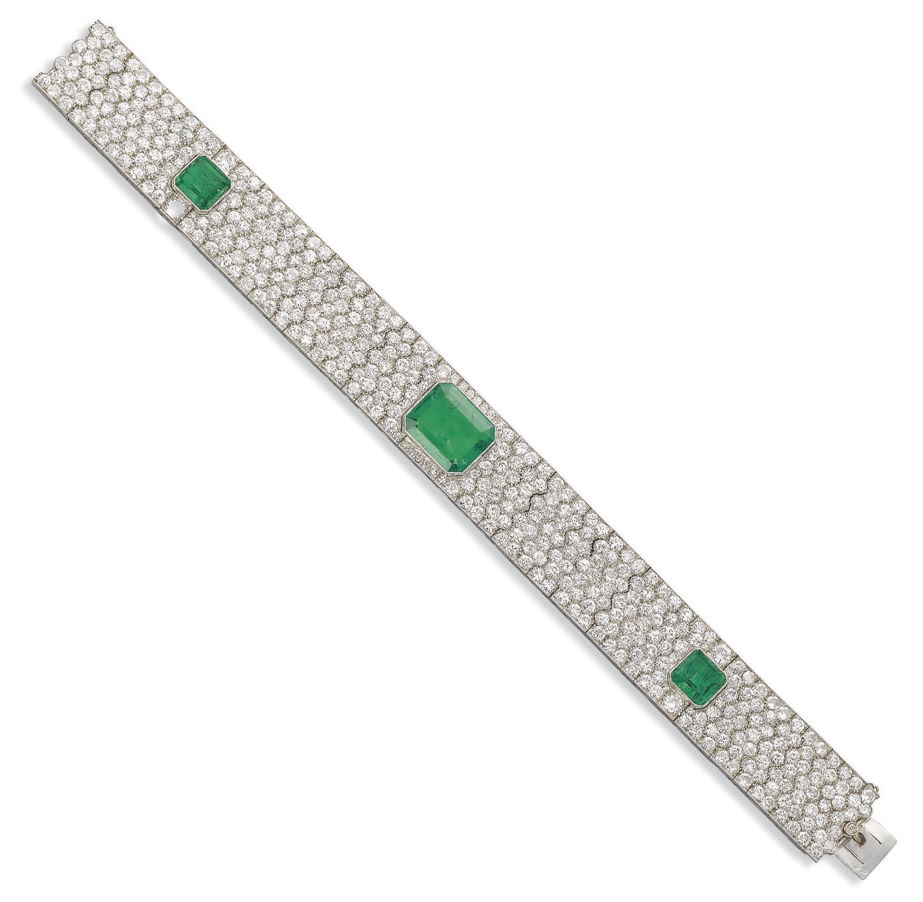 AN ART DECO EMERALD AND DIAMOND BRACELET, BY FONTANA