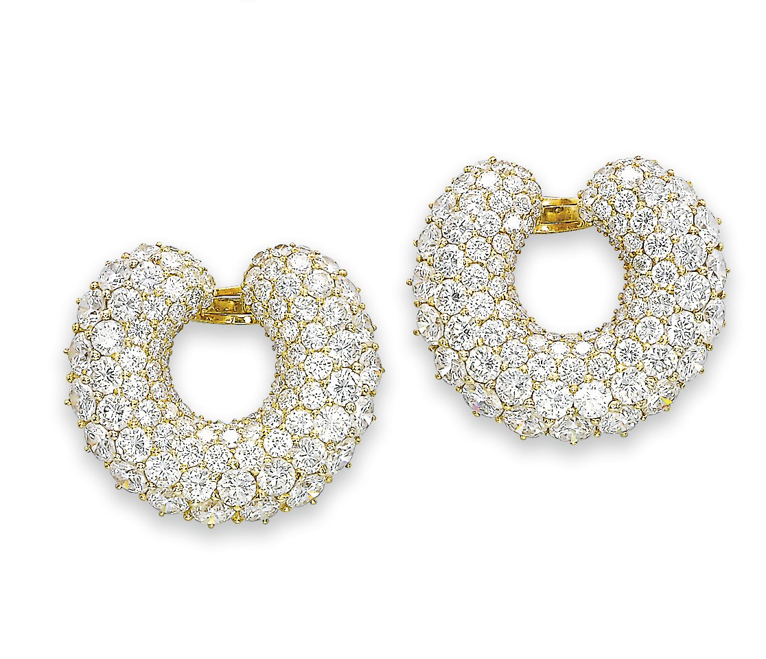 A PAIR OF DIAMOND 'MARRAKECH' EARCLIPS, BY CARTIER