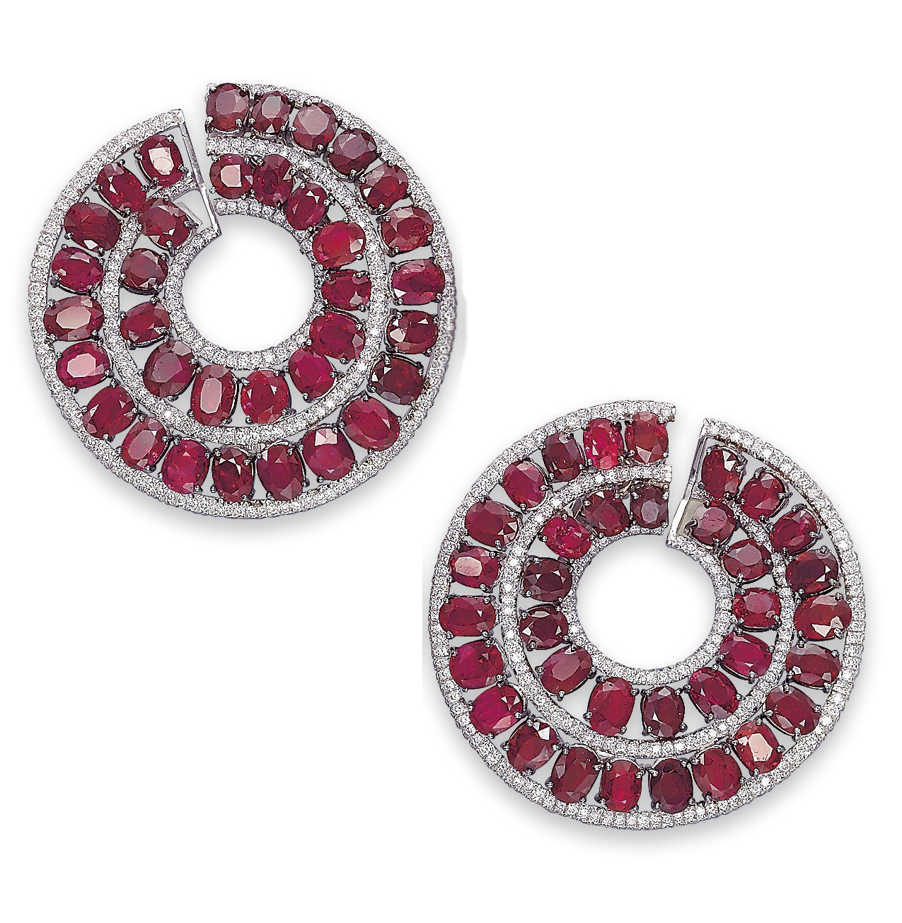 A PAIR OF ATTRACTIVE RUBY AND DIAMOND EAR CLIPS, BY MICHELE DELLA VALLE