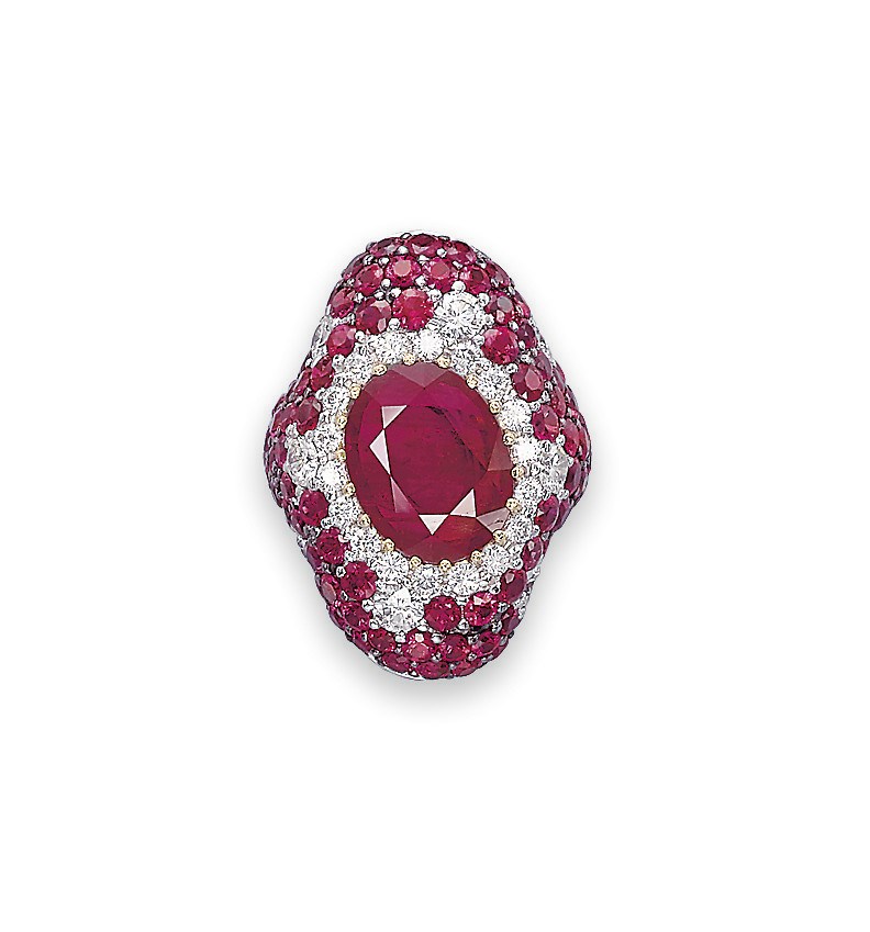 A RUBY AND DIAMOND RING, BY DE GRISOGONO