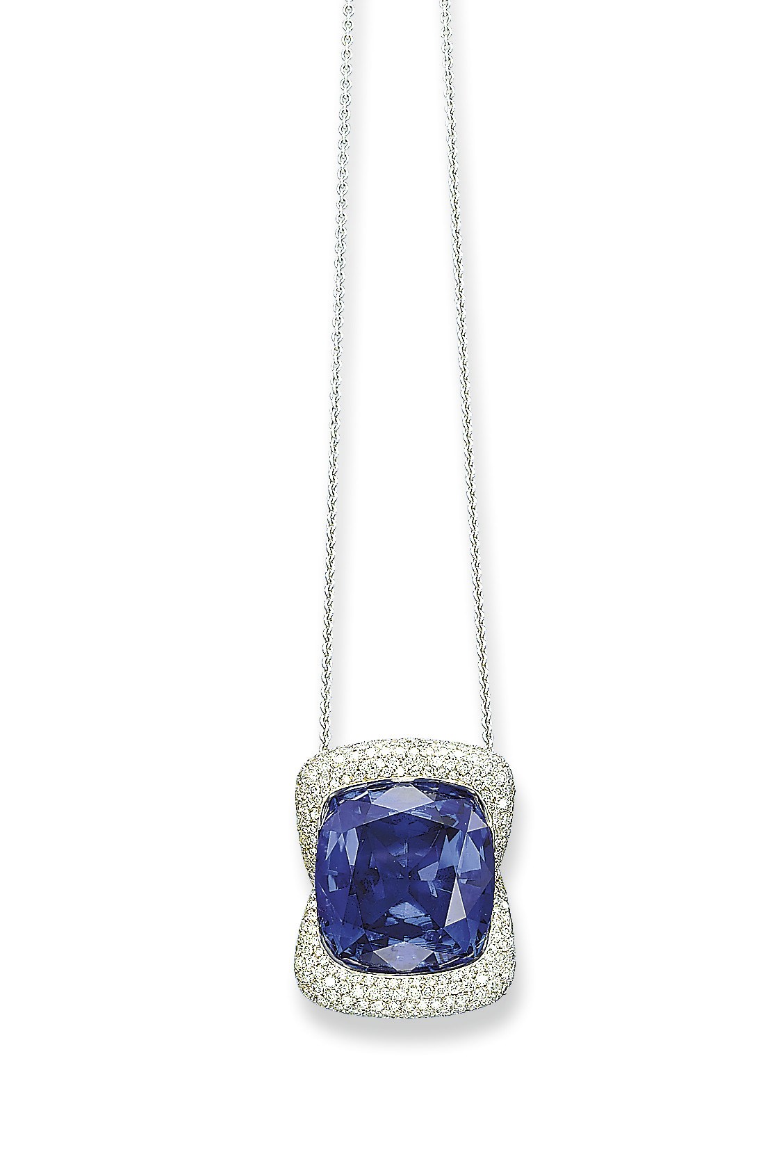 A TANZANITE AND DIAMOND PENDANT