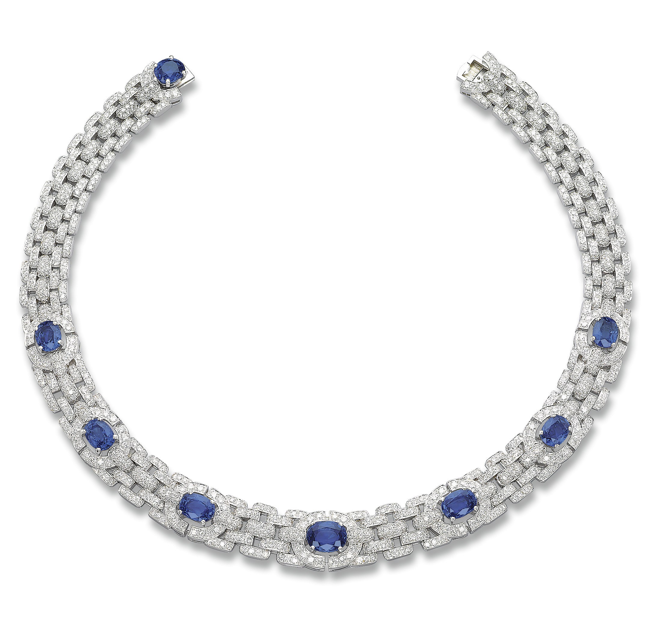 A SAPPHIRE AND DIAMOND NECKLACE, BY CARTIER