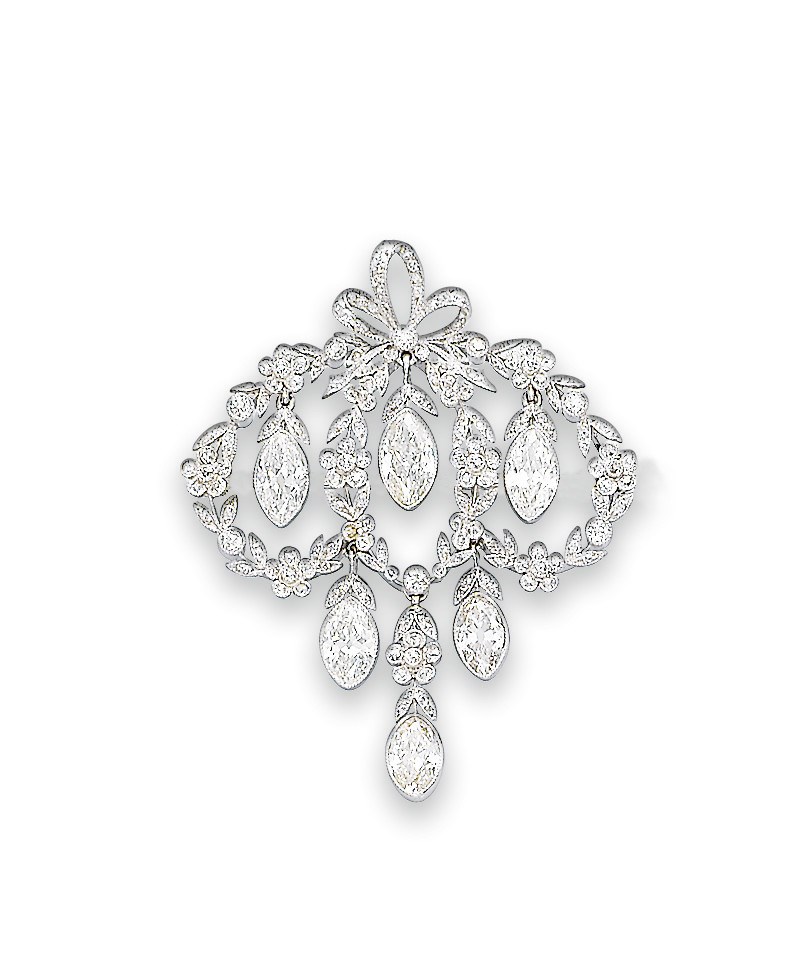A BELLE EPOQUE DIAMOND BROOCH