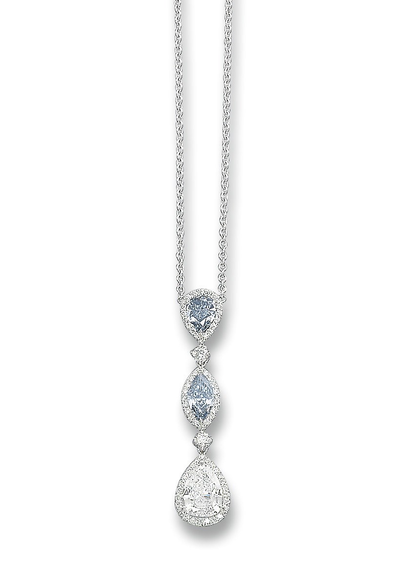 A COLOURED DIAMOND AND DIAMOND PENDANT