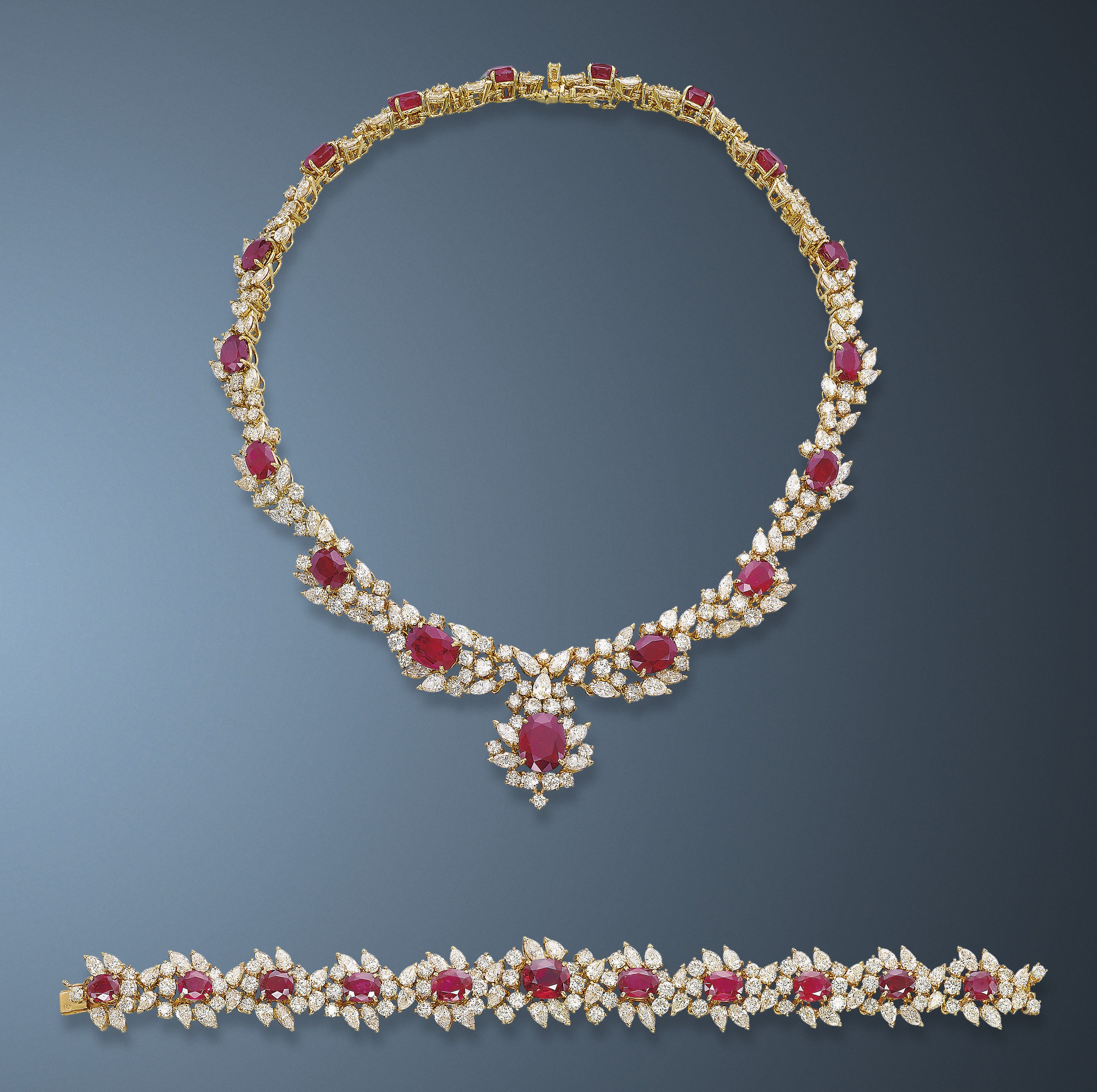 AN ELEGANT SET OF RUBY AND DIAMOND JEWELLERY, BY BOUCHERON
