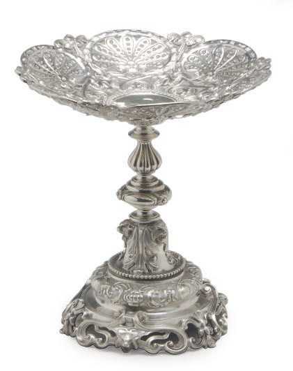 A VICTORIAN SILVER STAND,