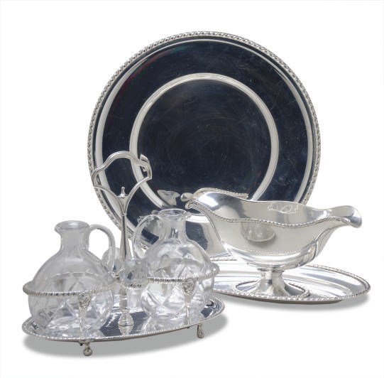 TWO SIMILAR ITALIAN SILVER PART DINNER SERVICES,