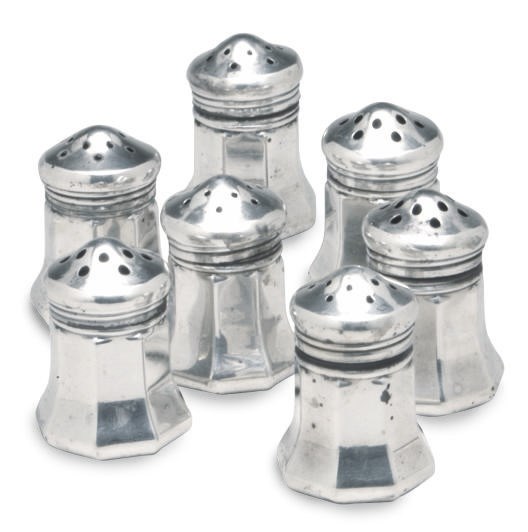 A SET OF SEVEN AMERICAN SILVER CASTERS,