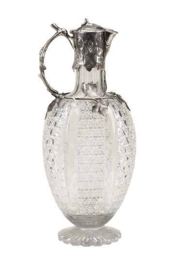 A RUSSIAN SILVER MOUNTED CUT GLASS EWER,