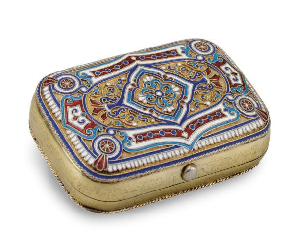 A RUSSIAN SILVER AND ENAMEL CASE,