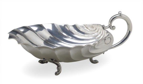 A RUSSIAN SILVER SHELL-FORM BOWL,