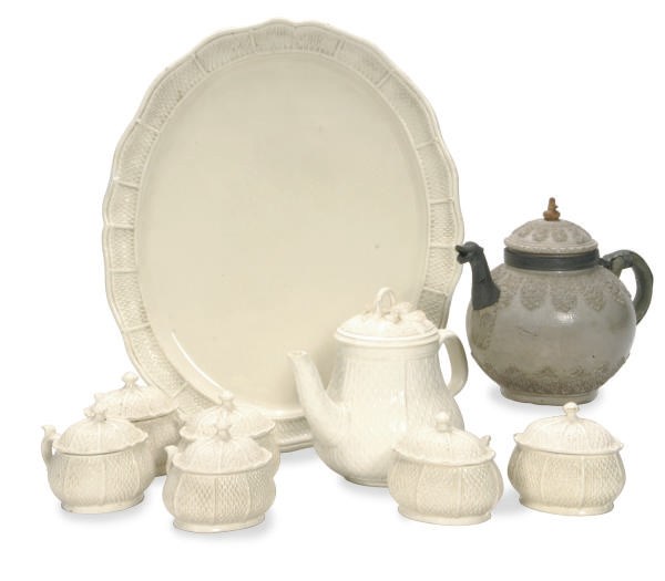 A GROUP OF FAIENCE FINE TABLE WARES,