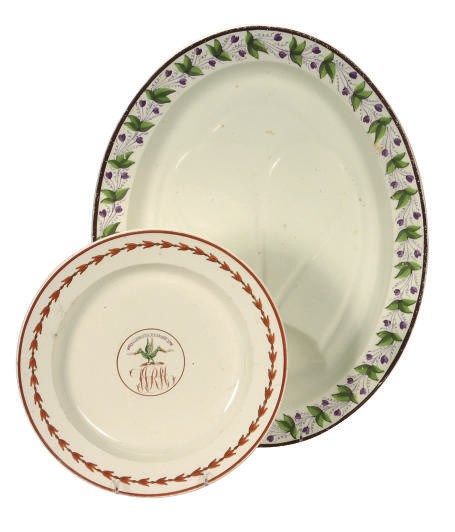A GROUP OF STAFFORDSHIRE ENAMELED CREAMWARE SERVING DISHES,