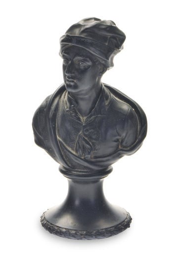 AN ENGLISH BLACK BASALTES BUST OF WILLIAM CONGREVE,