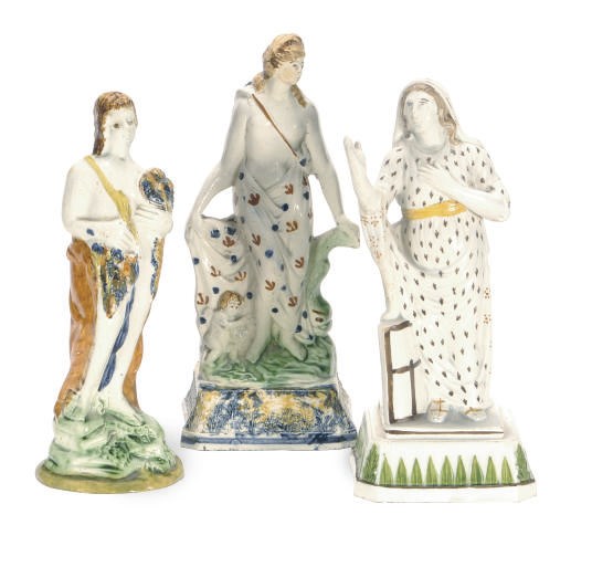 THREE ENGLISH PEARLWARE FIGURES,