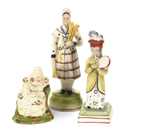 TWO STAFFORDSHIRE PEARLWARE SMALL FIGURES,