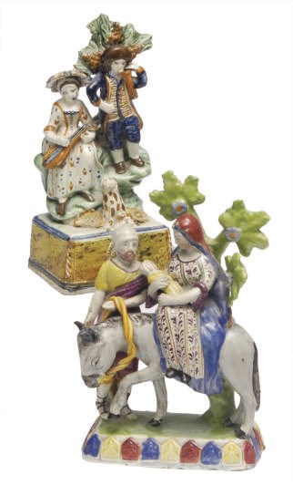 TWO STAFFORDSHIRE PEARLWARE BOCAGE FIGURE GROUPS,