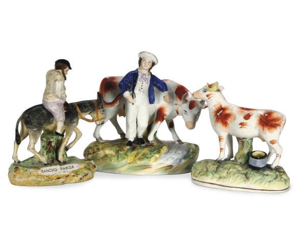 THREE STAFFORSHIRE PEARLWARE FIGURE GROUPS,