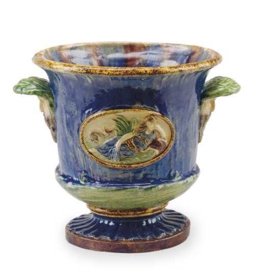 A FRENCH PALISSY STYLE CERAMIC 'MEDICI' VASE,