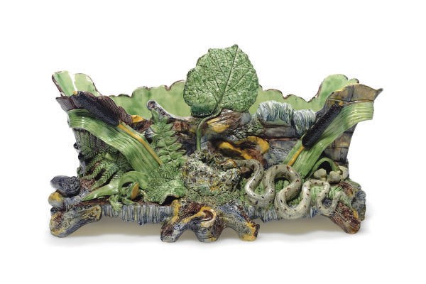 A FRENCH PALISSY-STYLE TROMPE L'OEIL RECTANGULAR JARDINIÈRE,