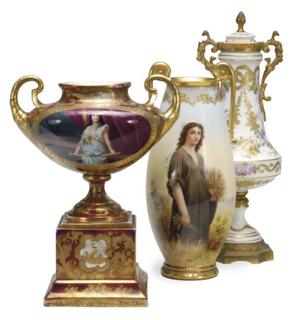 THREE VIENNA STYLE VASES,