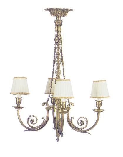 A GILT-BRONZE FOUR-LIGHT CHANDELIER,