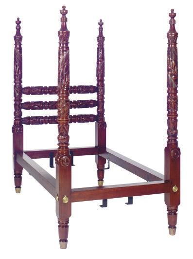 A PAIR OF CARVED MAHOGANY FOUR-POSTER BEDS,