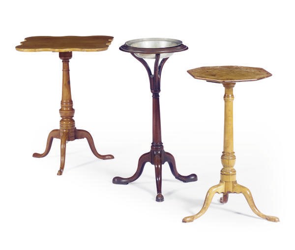 TWO AMERICAN MAPLE CANDLESTANDS,