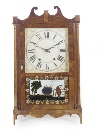 AN AMERICAN MAHOGANY MANTEL CLOCK**,