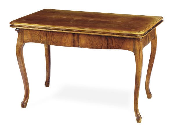 A CONTINENTAL WALNUT FOLD-OVER LIBRARY TABLE,