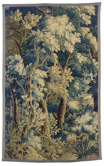 A FLEMISH VERDURE TAPESTRY FRAGMENT,